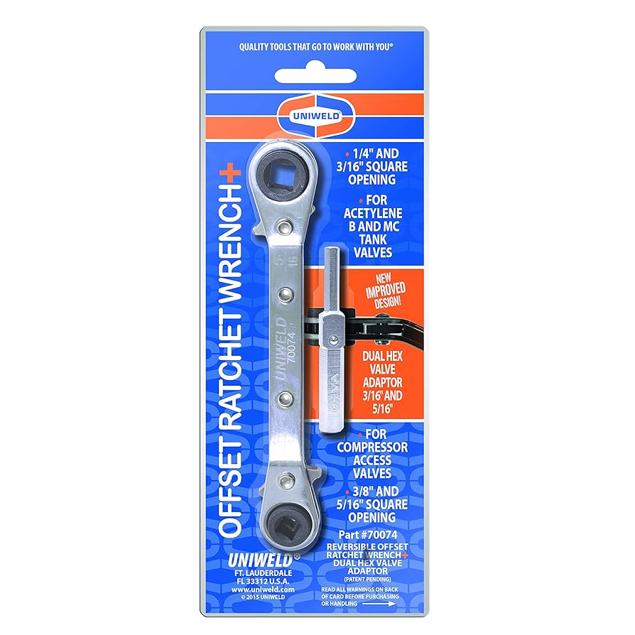 Uniweld 70074 Offset Ratchet (3/16,1/4,5/16,3/8) with DHVA